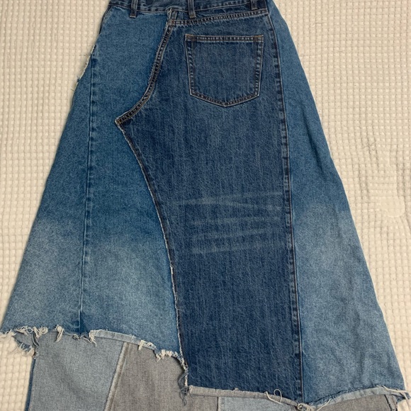 Deconstructed Denim Jeans Skirt By Jasper Jing - Picture 2 of 12